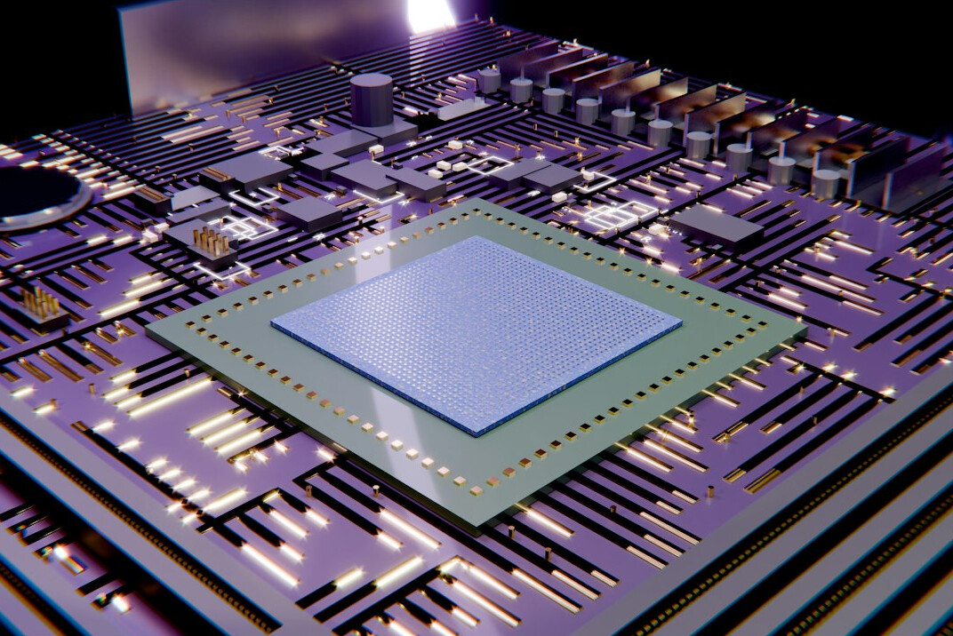 Close-up of a circuit board with glowing details